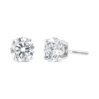 14K White Gold 2.00 Cttw Lab Grown Round Brilliant-Cut Diamond Classic 4-Prong Stud Earrings with Screw Backs (F-G color, VVS2-VS1 Clarity) - Anti Spier 