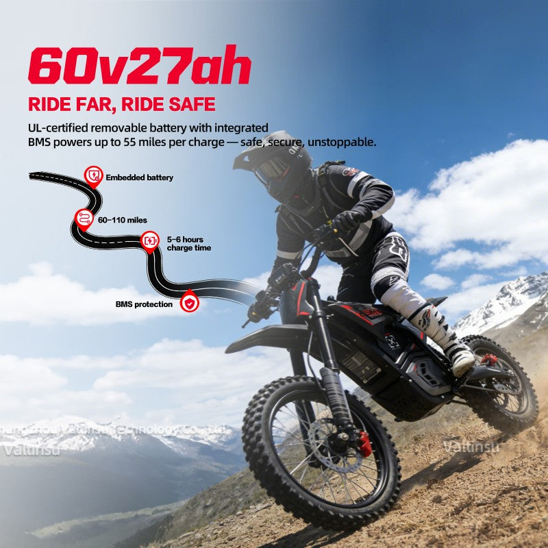 Valtinsu Valtinsu Em5 Pro 5600W Long Range Electric Dirt Bike 60V/27Ah Motorbike All Terrain Motocross