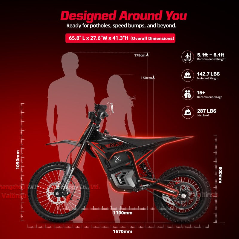 Valtinsu Valtinsu Em5 Pro 5600W Long Range Electric Dirt Bike 60V/27Ah Motorbike All Terrain Motocross