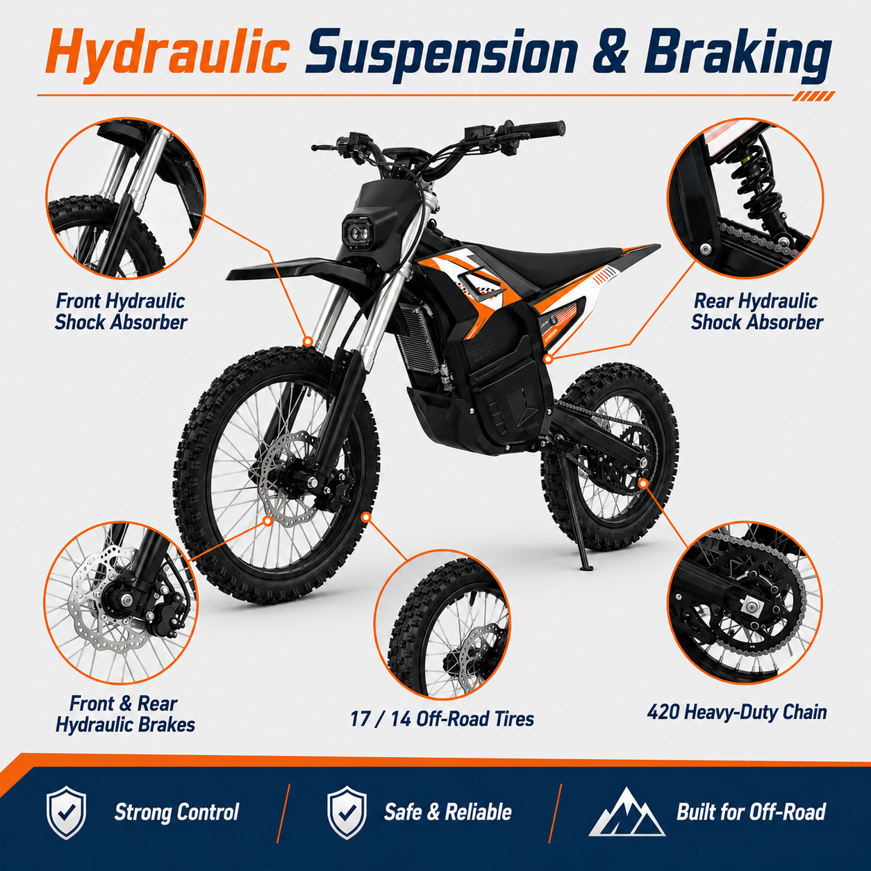 OEM High Speed Racing 6000W 72v 25AH Electric Dirt Bike Adult Off-Road Motorcycle