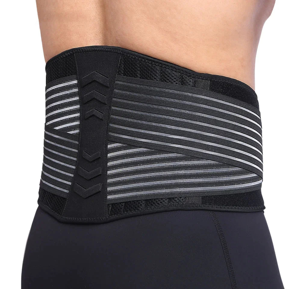 Lower Back Support Brace Lumbar Waist Belt Double Pull Breathable Belt Men Women - Anti Spier 