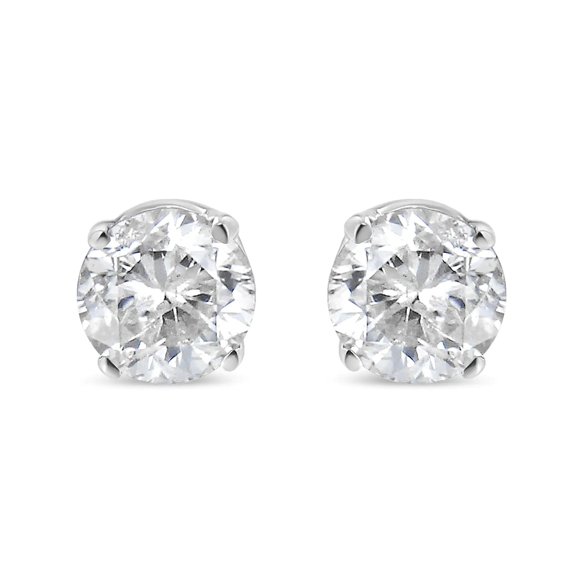 14K White Gold 1/4 Cttw Lab Grown Diamond 4-Prong Classic Solitaire Stud Earrings (G-H Color, VS2-SI1 Clarity) - Anti Spier 