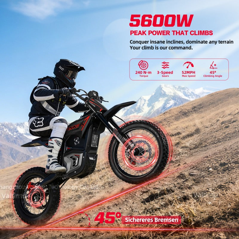 Valtinsu Valtinsu Em5 Pro 5600W Long Range Electric Dirt Bike 60V/27Ah Motorbike All Terrain Motocross