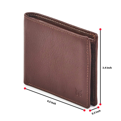 Real Leather Mens Bifold Wallet RFID Blocking Slim Minimalist Front Pocket - Thin & Stylish with ID Window in Gift Box (Nappa, Cognac) Cognac Nappa