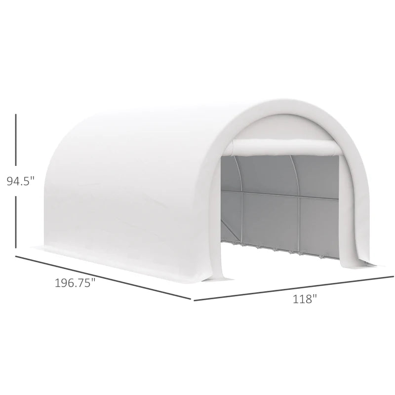 Outsunny 10' x 16' Carport, Heavy Duty Portable Garage Storage Tent with Large Zippered Door, Anti-UV PE Canopy Cover for Car, Truck, Boat, Motorcycle, Bike, Garden Tools, Outdoor Work by Dropsure
