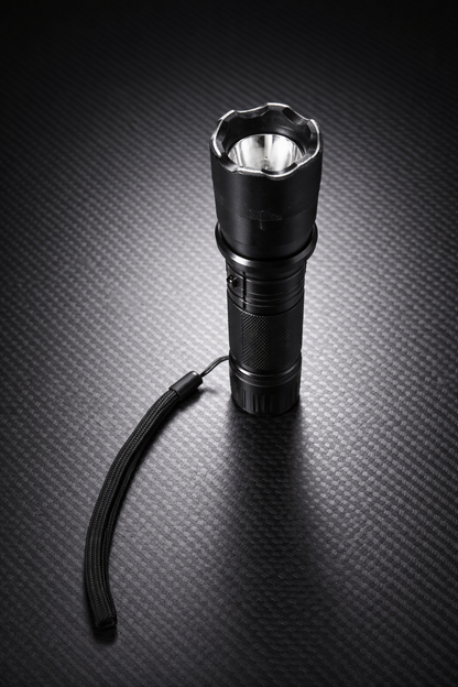 Black Flashlight Stun Shock Rechargeable Super Bright LED with Holster