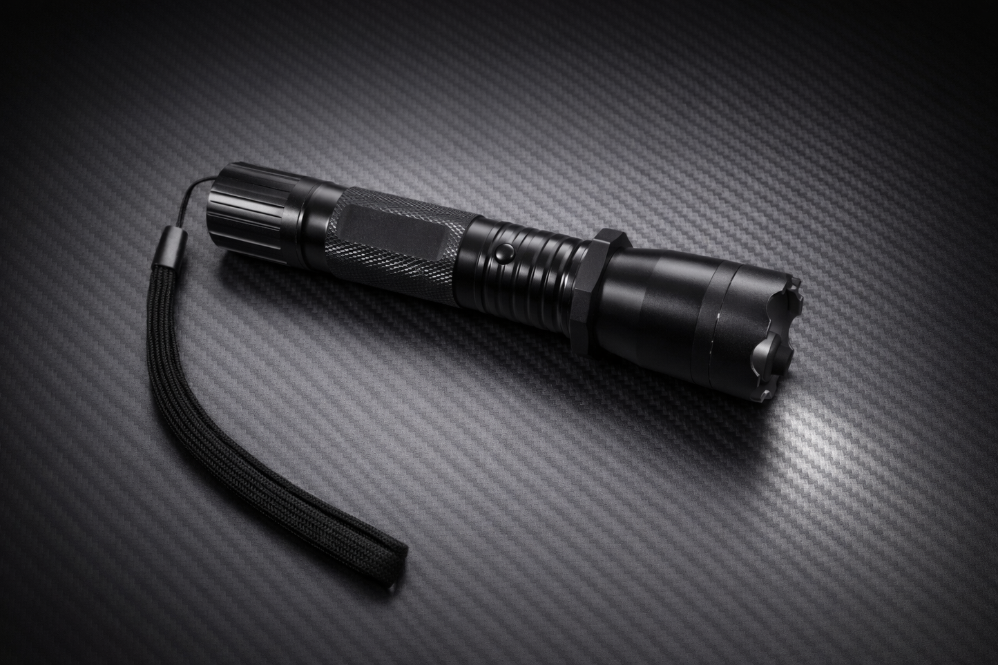 Black Flashlight Stun Shock Rechargeable Super Bright LED with Holster