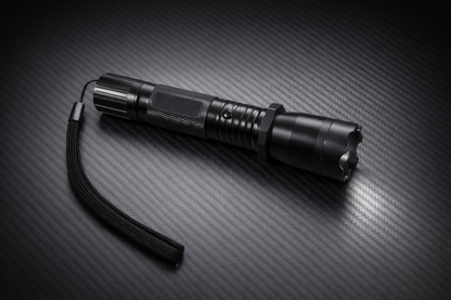 Black Flashlight Stun Shock Rechargeable Super Bright LED with Holster
