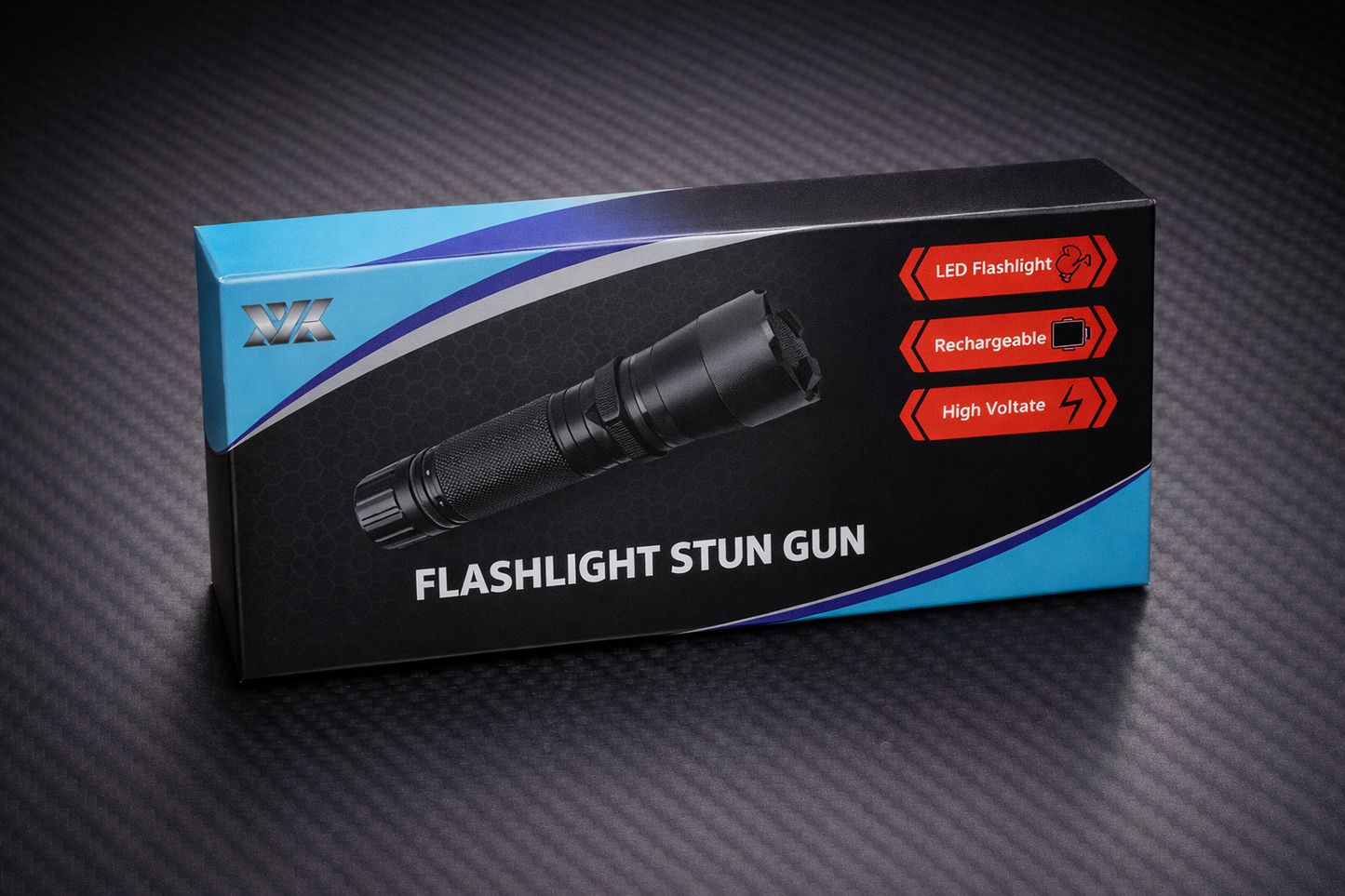 Silver Safety Flashlight Stun Shock Rechargeable Super Bright LED with Holster