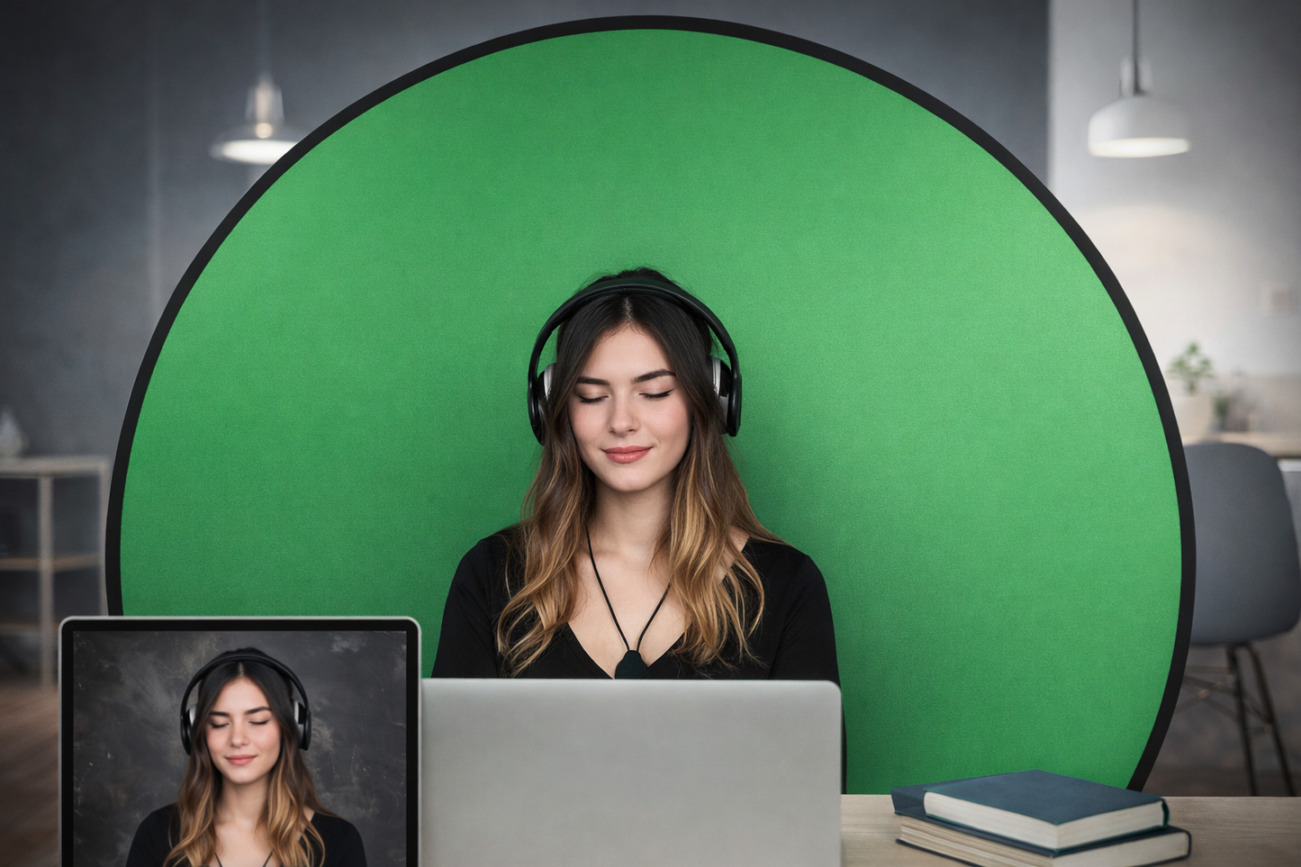 Folding studio live broadcast room props background frame green screen, suitable for photography, e-sports games, speeches, company meetings, home office and other scenes