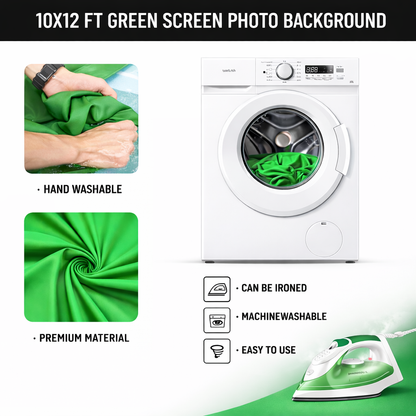 10x10ft Backdrop Green Screen with Stand Kit, 7.5 X 10ft with Carrying Bag And 4 Clamps for Photoshoot Portraits Party Video Recording