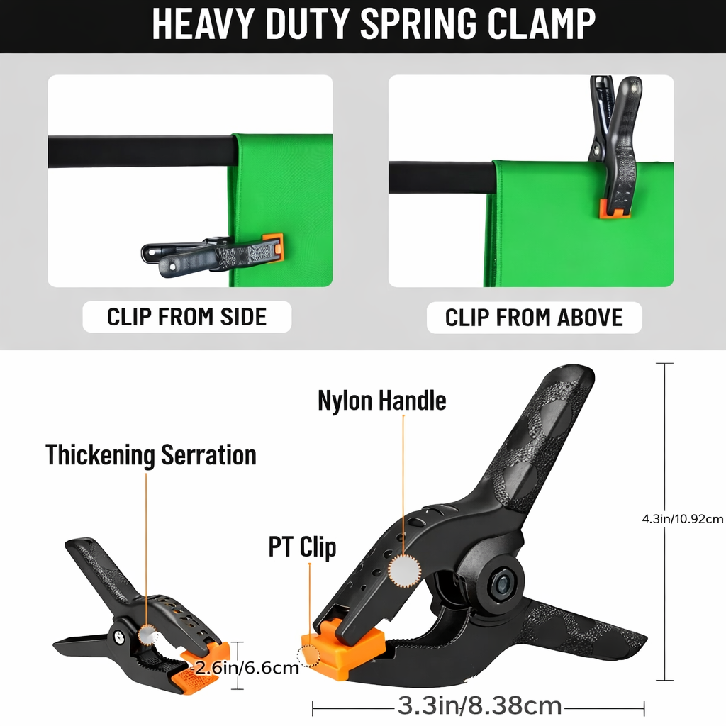 10x10ft Backdrop Green Screen with Stand Kit, 7.5 X 10ft with Carrying Bag And 4 Clamps for Photoshoot Portraits Party Video Recording