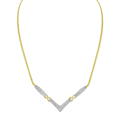 14K Yellow and White Gold 2.0 Cttw Princess Cut Diamond Flared and X-Station V Shaped 18” Franco Chain Statement Necklace (H-I Color, SI2-I1 Clarity) - Anti Spier 