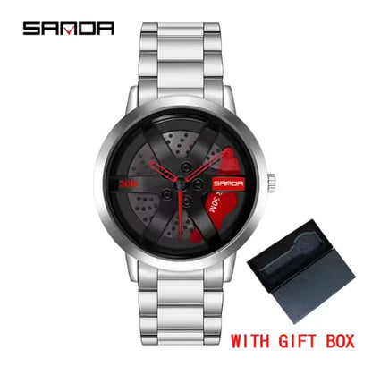 Men's 3D Car Wheel Sports Watch - Waterproof Quartz