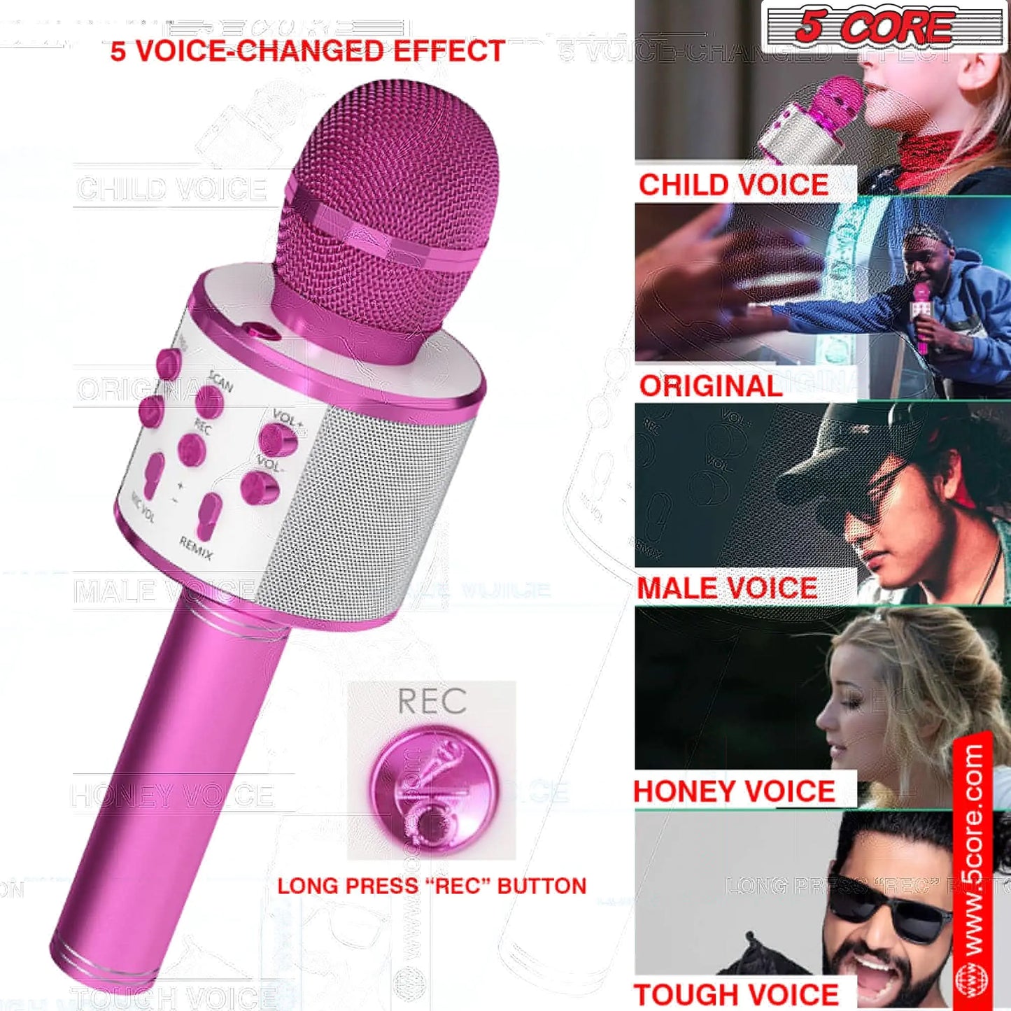 5Core Wireless Karaoke Microphone Bluetooth Mic Portable Handheld Microfonos Inalambricos