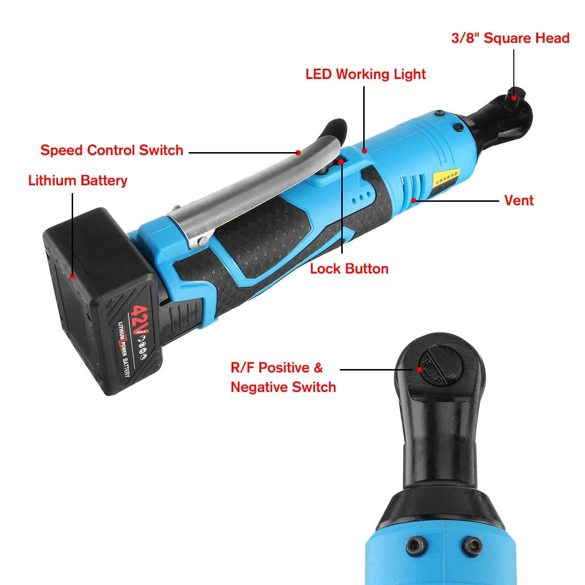 Electric Wrench 3/8" Cordless Ratchet 42V