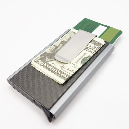 Aluminum Alloy RFID Wallet with Carbon Fiber Card Case