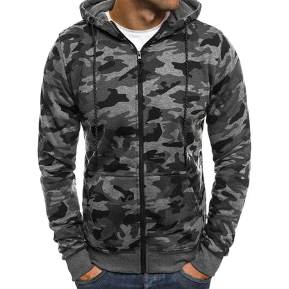 New Fashionable Plus Size Camo Hoodie Cardigan