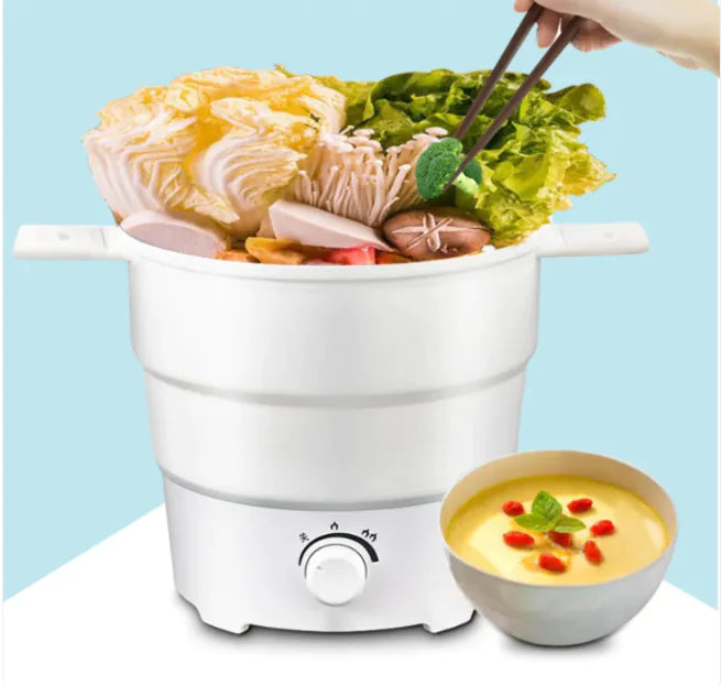 Compact Folding Electric Wok & Rice Cooker