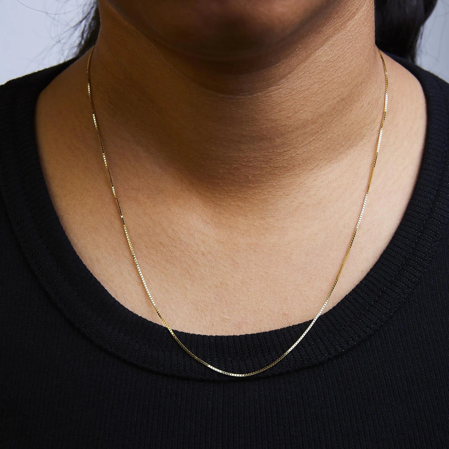 Unisex Solid 14K Gold 0.75mm Classic Box Chain Necklace - Anti Spier 