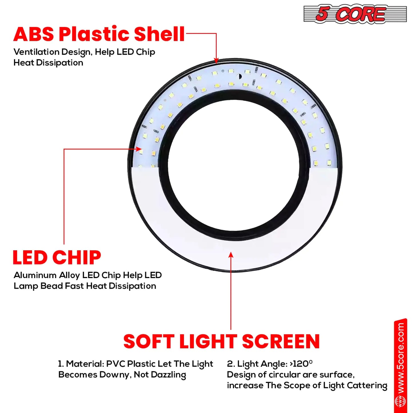 6 inch Ring Light with Cell Phone Stand Adjustable Ring light Angle  LED Circle Light w Phone Holder