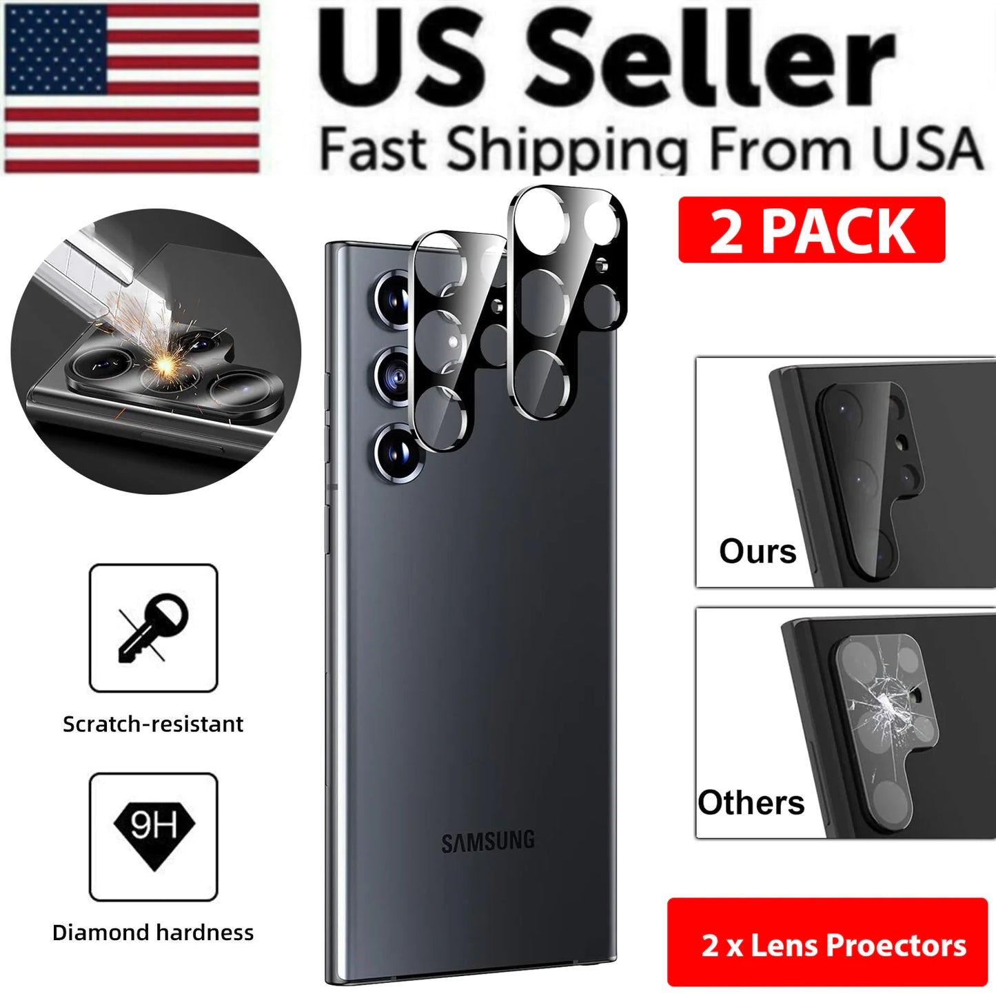 Tempered Glass Screen Protector Lens Hydrogel For Samsung S23 S22 Ultra Plus USA - Anti Spier 