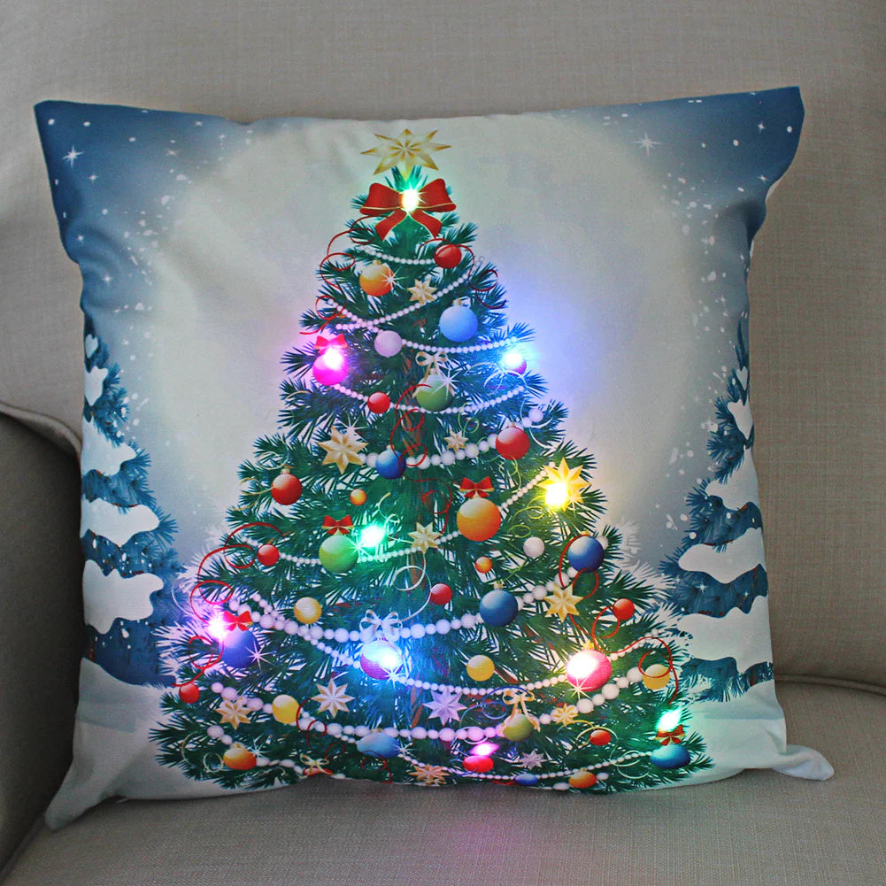 Super Soft Plush Christmas LED Lantern Pillowcase