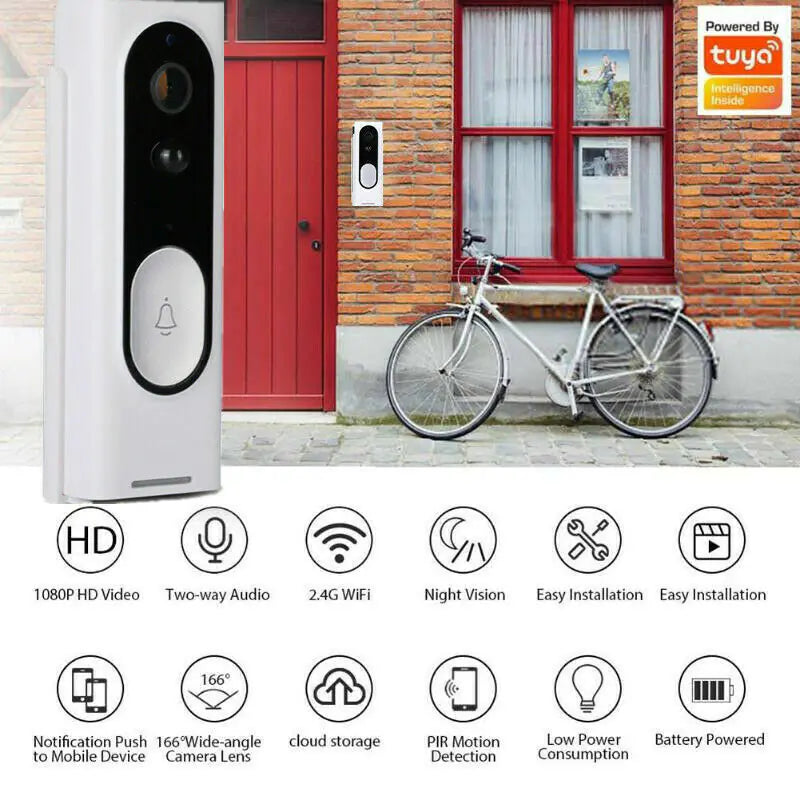 WiFi Ring Doorbell 1080P HD Security Camera Wireless Door Bell CameraAnti Spier Anti SpierWiFi Ring Doorbell 1080P HD Security Camera Wireless Door Bell Camera img{max-width:100%}

 
 Two-Way Door Bell WiFi Wireless Video PIR Doorbell Talk Smart Security HD Camera

Features: 
This WiFi doorbell can connect home WiFi a