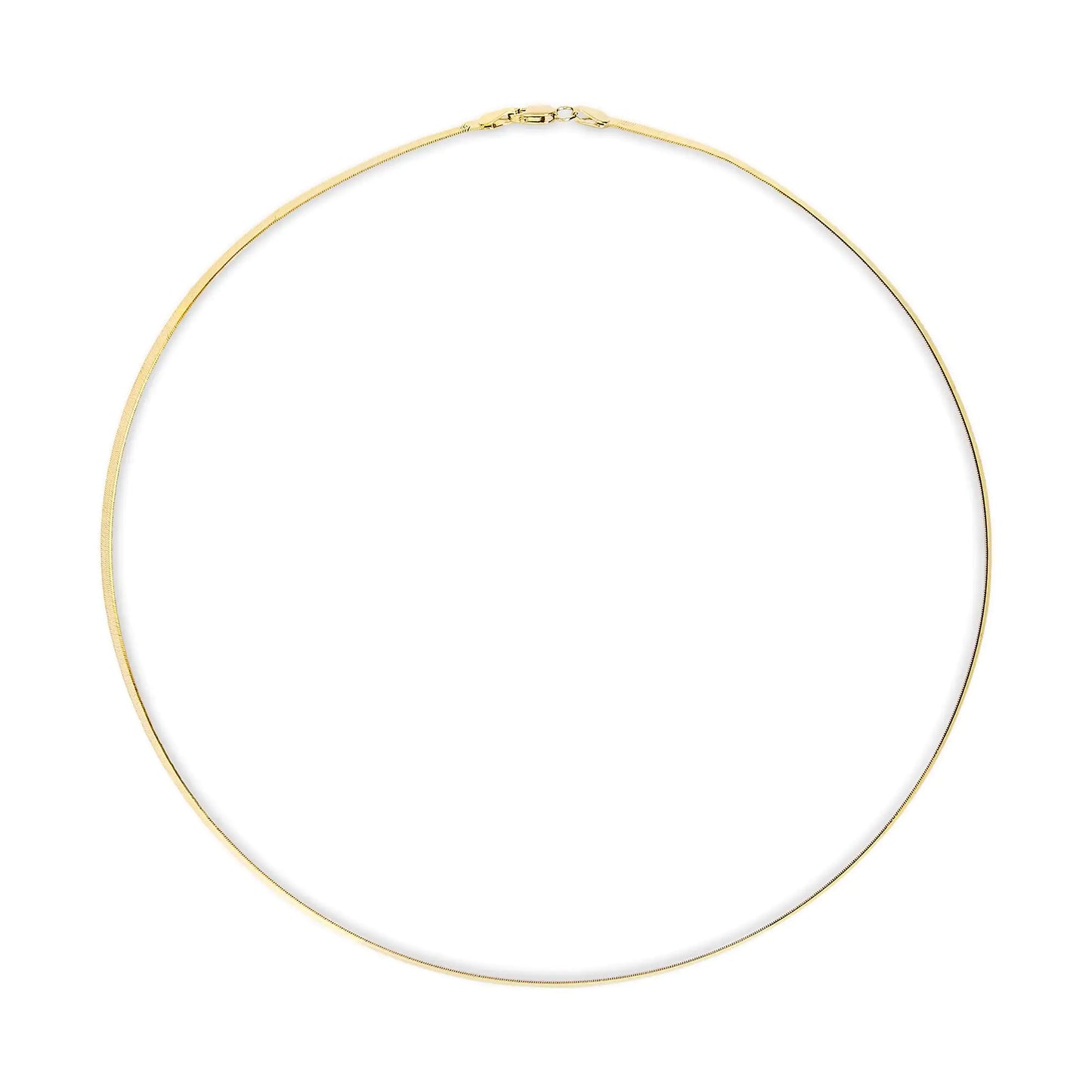 Unisex Solid 14K Gold 2.8mm Imperial Herringbone Chain Necklace - Anti Spier 