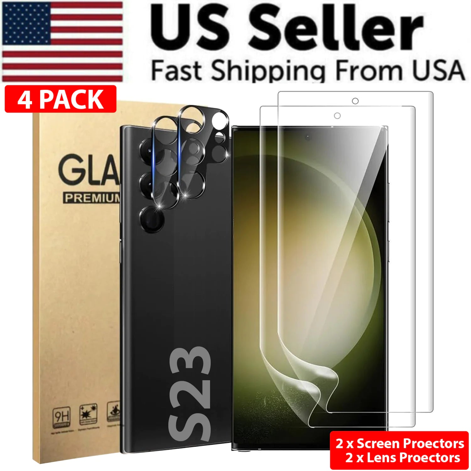 Tempered Glass Screen Protector Lens Hydrogel For Samsung S23 S22 Ultra Plus USA - Anti Spier 