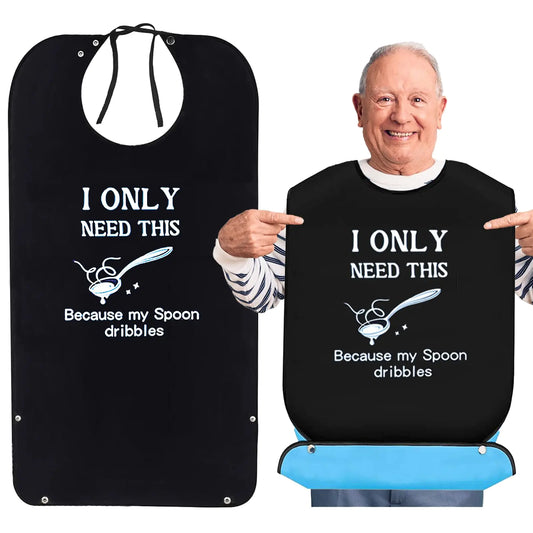 Funny Adult Bibs for Men Waterproof and Reusable Bibs for Adults Washable Adult Bibs for Eating with Crumb Catcher Clothing Protectors for Elderly Special Needs