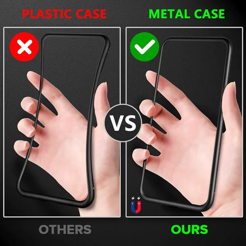 Magnetic Tempered Glass Privacy Metal Case