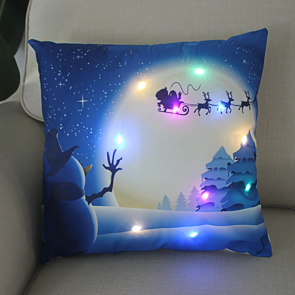 Super Soft Plush Christmas LED Lantern Pillowcase