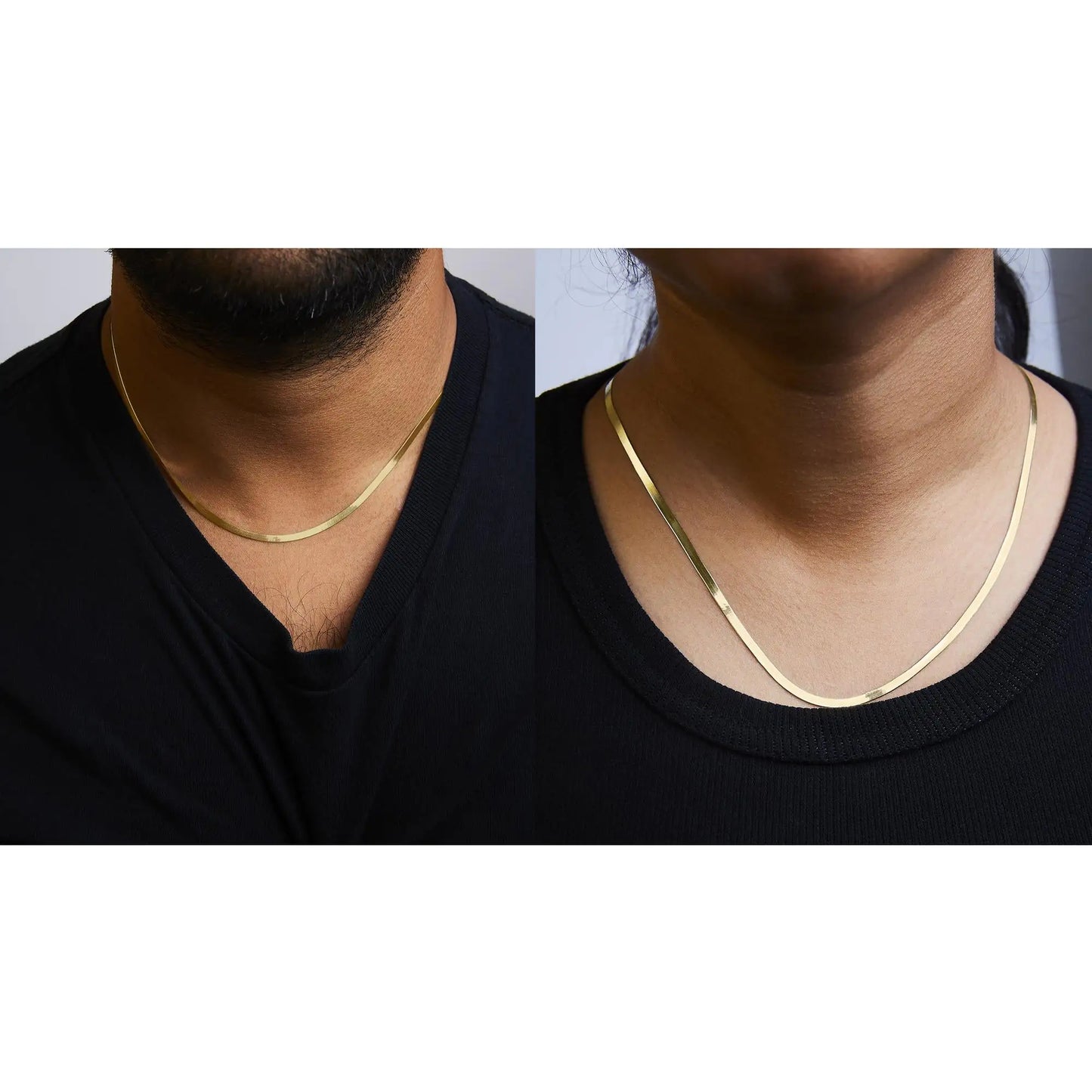 Unisex Solid 14K Gold 2.8mm Imperial Herringbone Chain Necklace - Anti Spier 