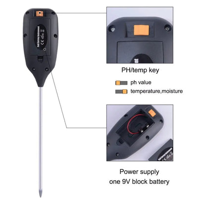 Soil Moisture and pH Meter Testing Instrument