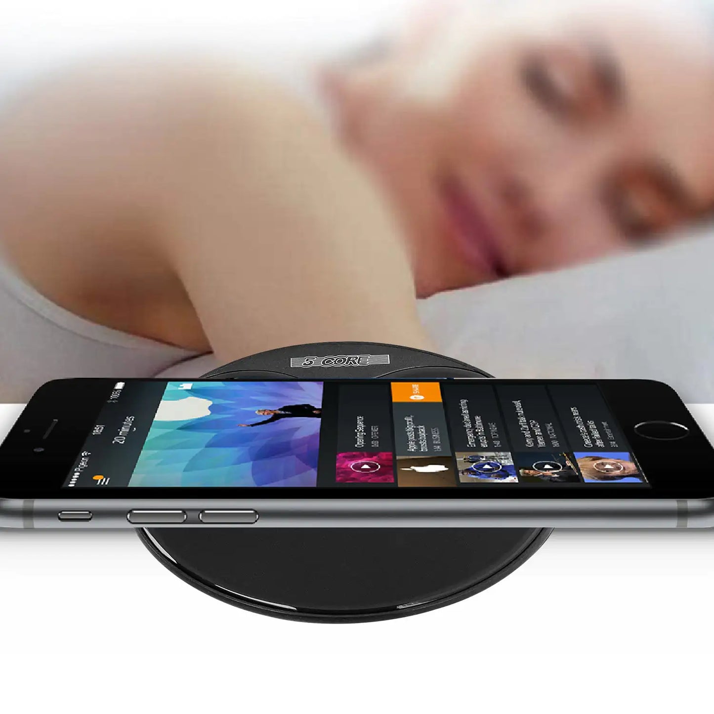 5 Core Wireless Charging Pad 15W Qi-Certified Fast Phone Charging Mat Cargador Inalámbrico Para - Anti Spier 