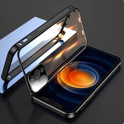 Double Sided Glass Snap Lock Case For iPhones