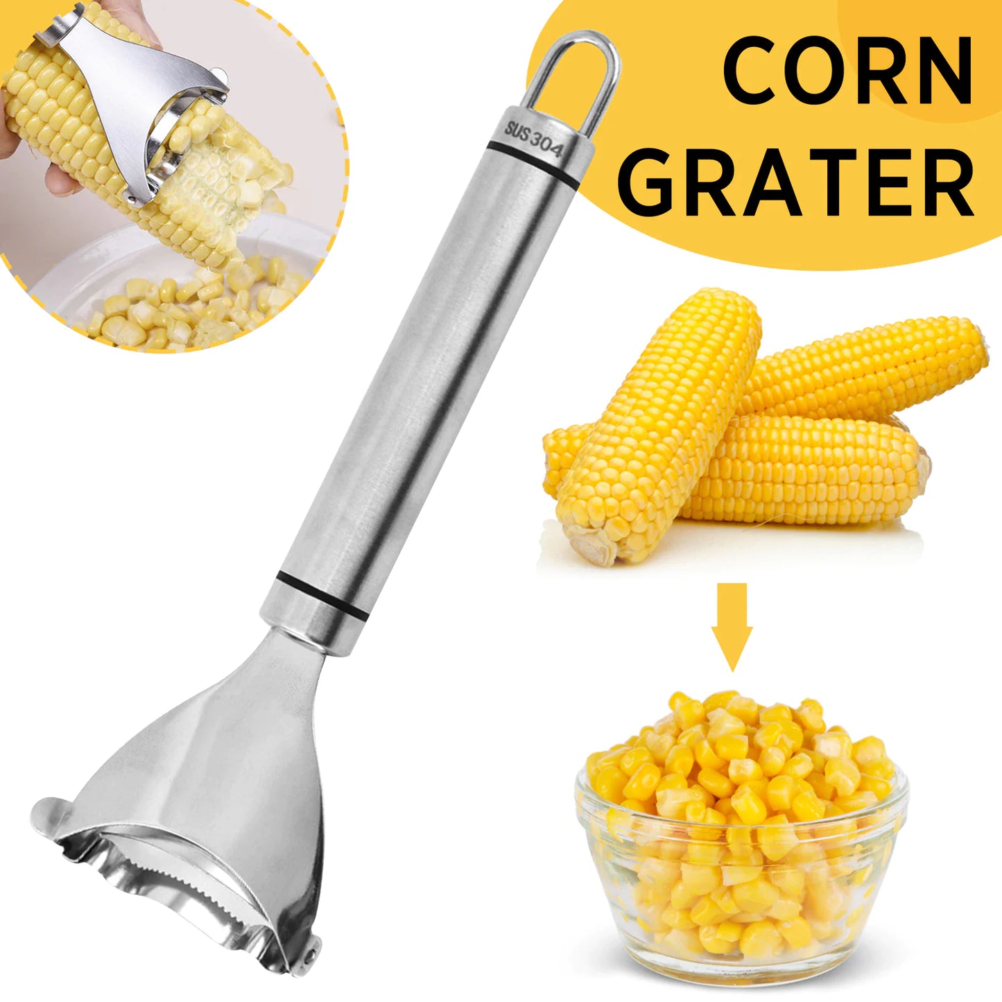 2x Corn Cob Peeler Stainless Steel Thresher Stripper Remover Kitchen Cutter Tool