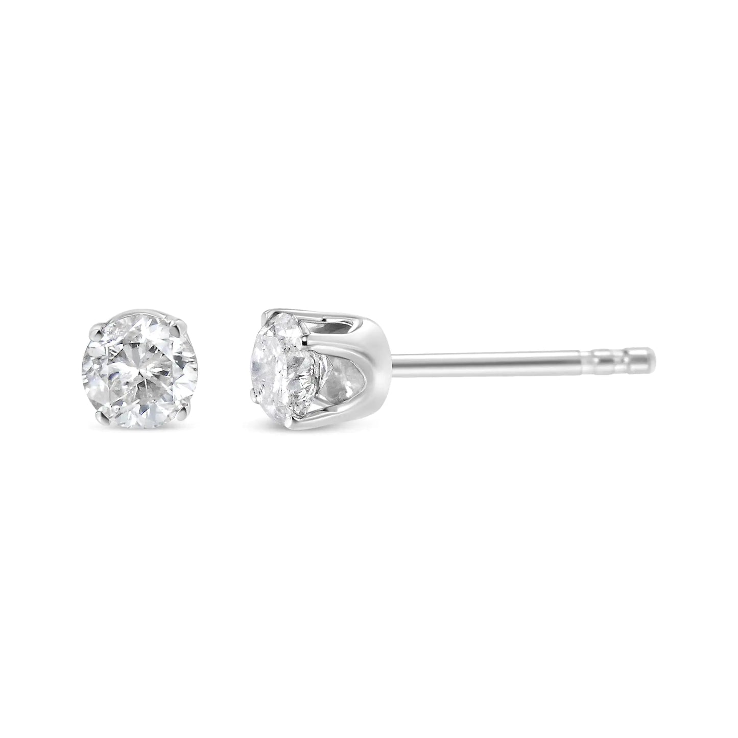 14K White Gold 1/4 Cttw Lab Grown Diamond 4-Prong Classic Solitaire Stud Earrings (G-H Color, VS2-SI1 Clarity) - Anti Spier 