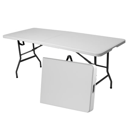 4ft/6ft Portable Plastic Folding Table – Indoor & Outdoor Dining by 2Dropme