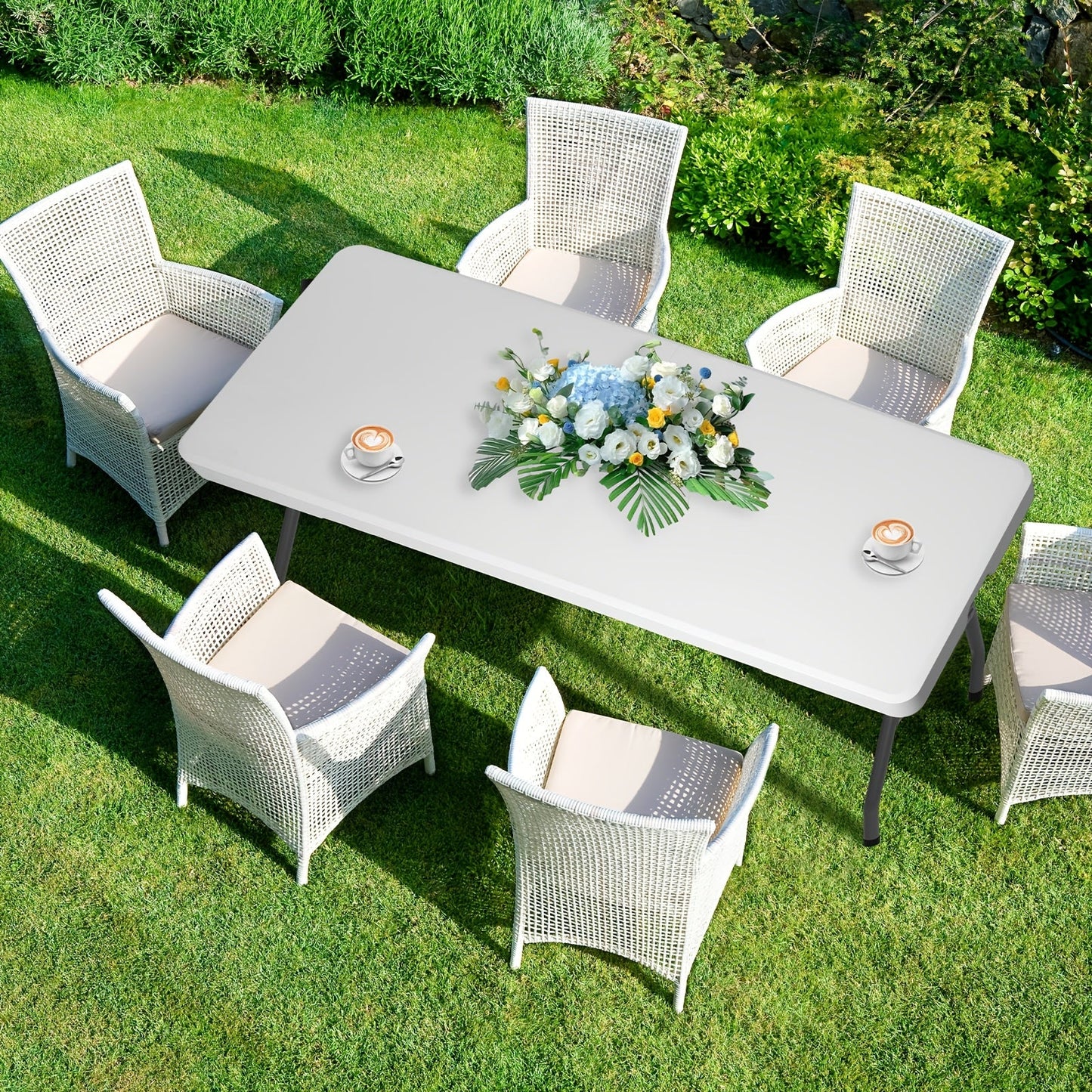 4ft/6ft Portable Plastic Folding Table – Indoor & Outdoor Dining by 2Dropme