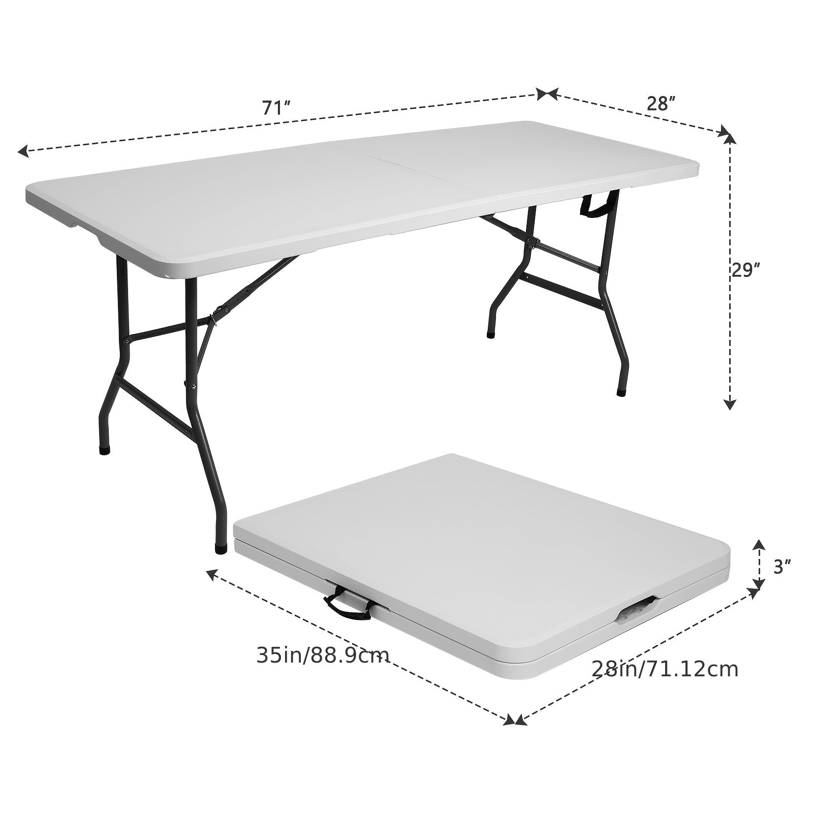 4ft/6ft Portable Plastic Folding Table – Indoor & Outdoor Dining by 2Dropme