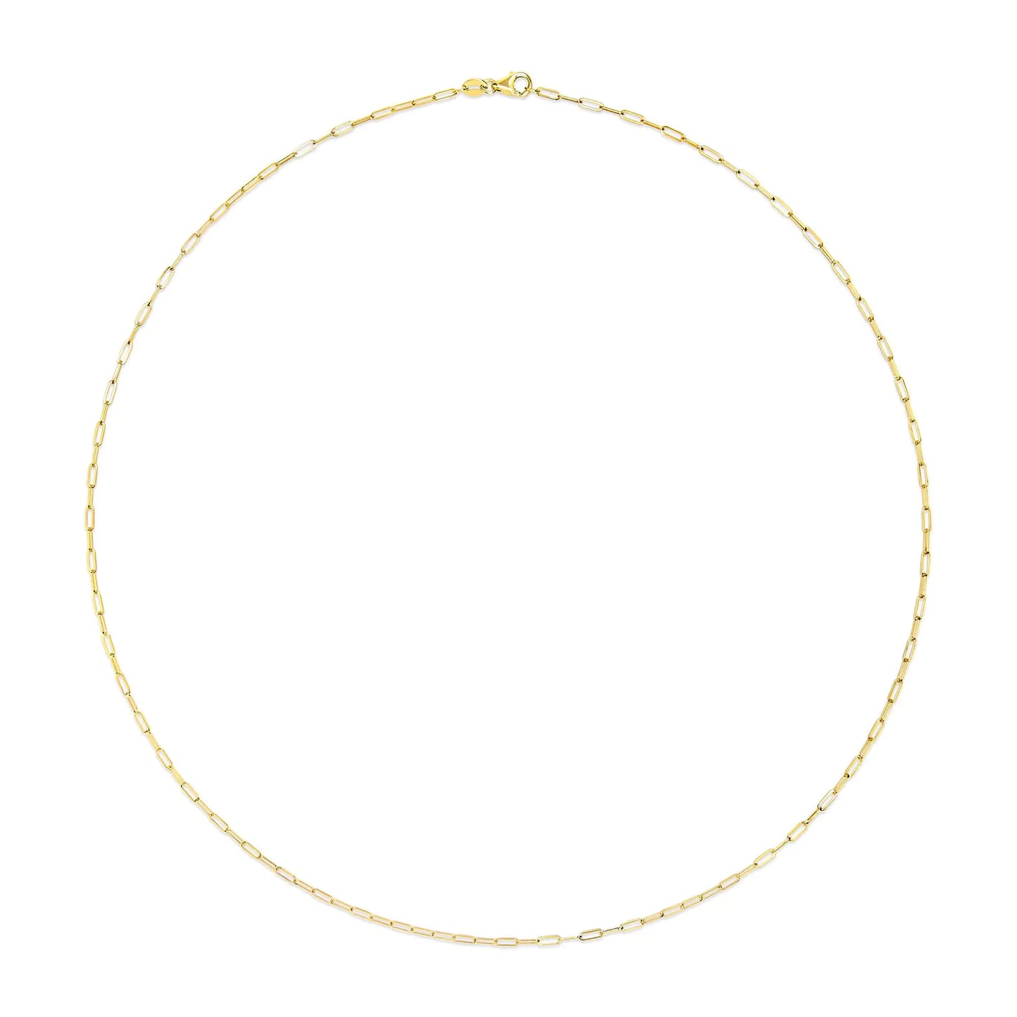 Unisex Solid 14K Gold 1.5mm Paperclip Chain Necklace - Choice of Length and Metal Color - Anti Spier 