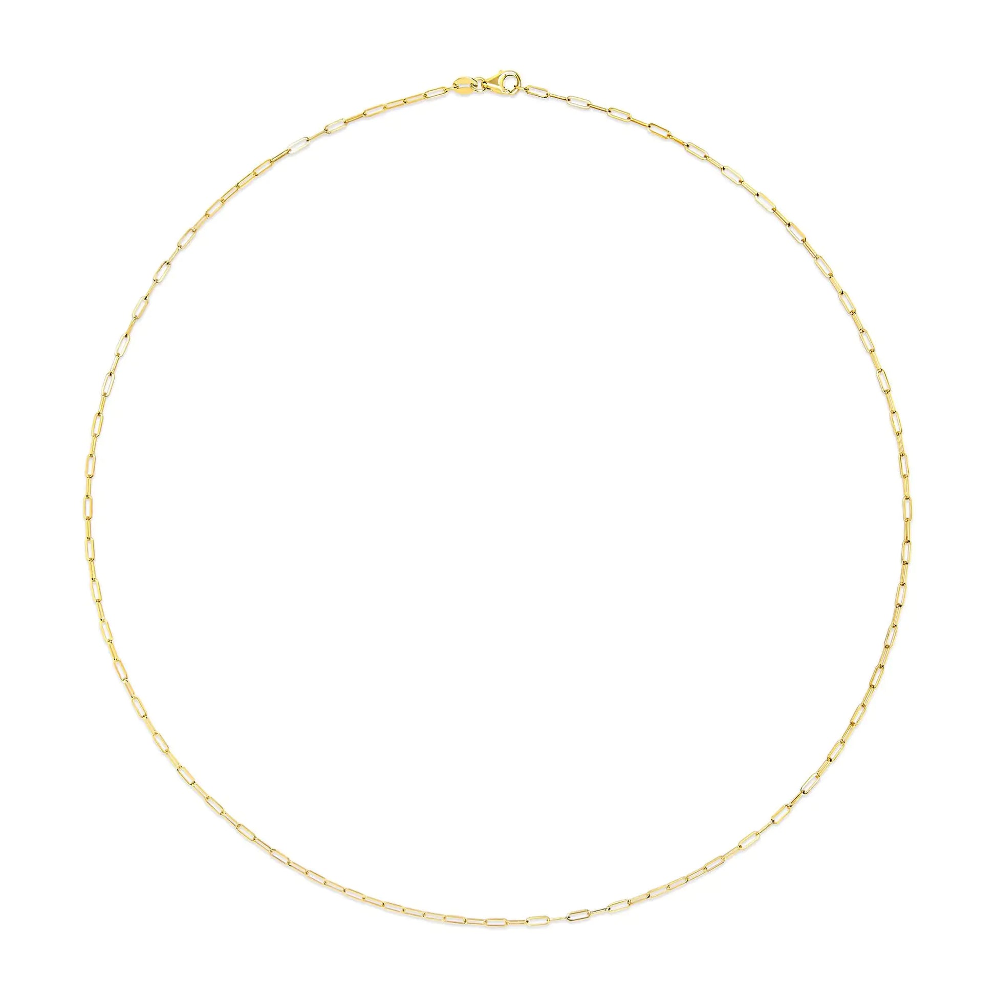 Unisex Solid 14K Gold 1.5mm Paperclip Chain Necklace - Choice of Length and Metal Color - Anti Spier 