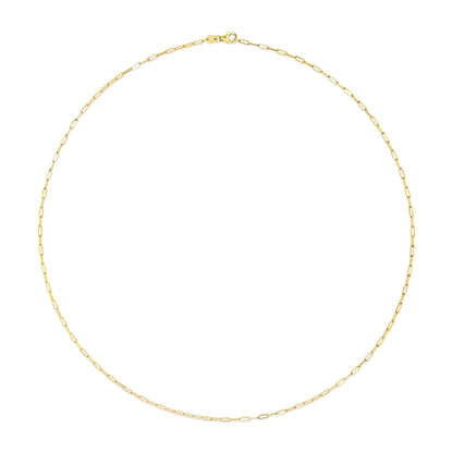 Unisex Solid 14K Gold 1.5mm Paperclip Chain Necklace - Choice of Length and Metal Color - Anti Spier 