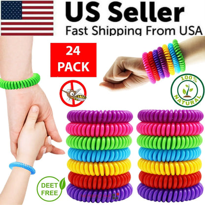 24 Pack Anti Bug Insect Pest Repellent Bracelet Wrist Band Natural Protection US - Anti Spier 