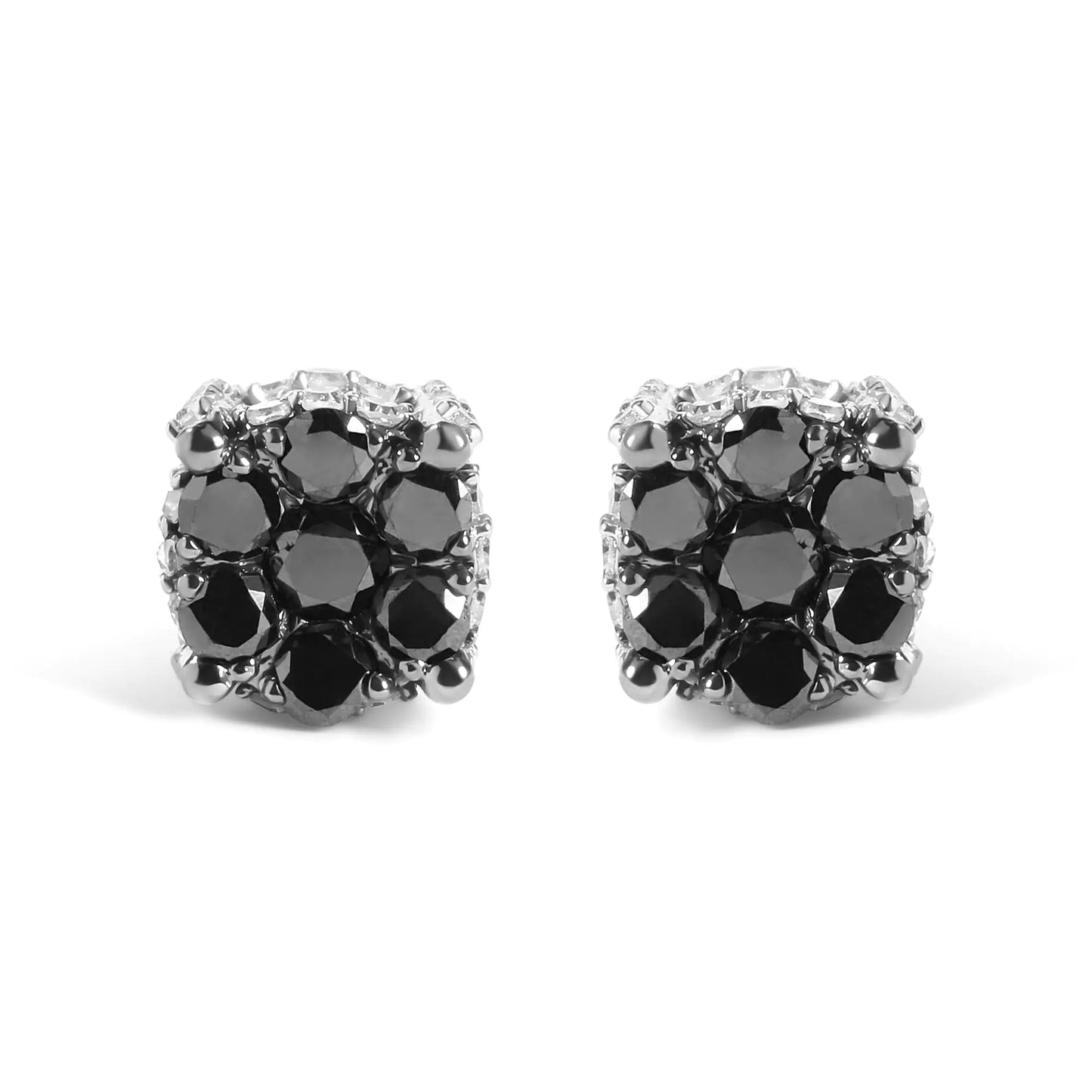 Men's 10K Yellow Gold 1.00 Cttw White and Black Treated Diamond Earring (Black / I-J Color, I2-I3 Clarity) - Anti Spier 