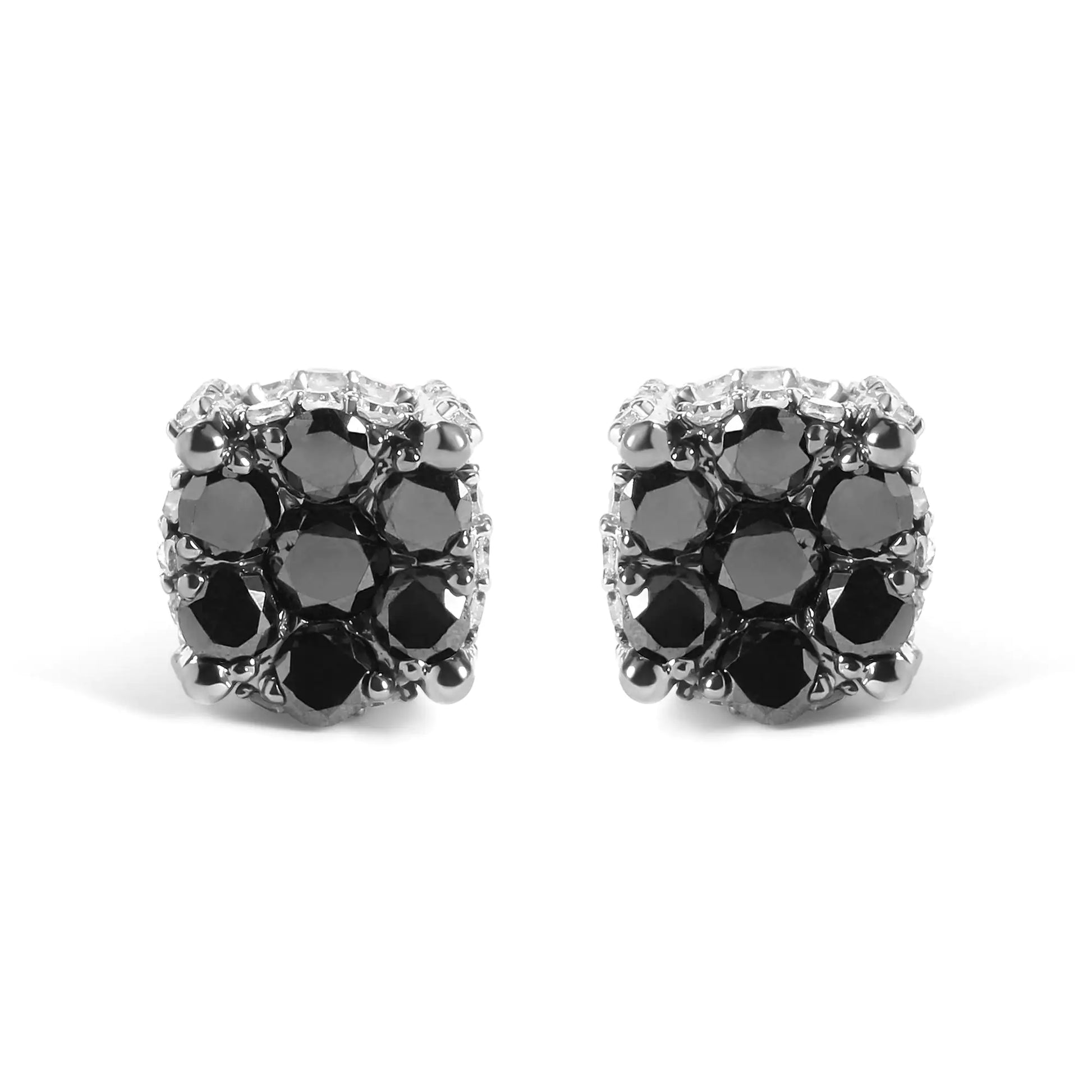 Men's 10K Yellow Gold 1.00 Cttw White and Black Treated Diamond Earring (Black / I-J Color, I2-I3 Clarity) - Anti Spier 