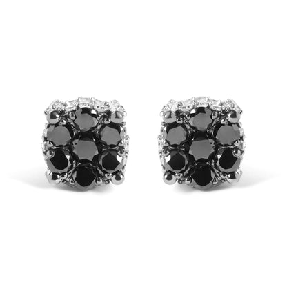 Men's 10K Yellow Gold 1.00 Cttw White and Black Treated Diamond Earring (Black / I-J Color, I2-I3 Clarity) - Anti Spier 