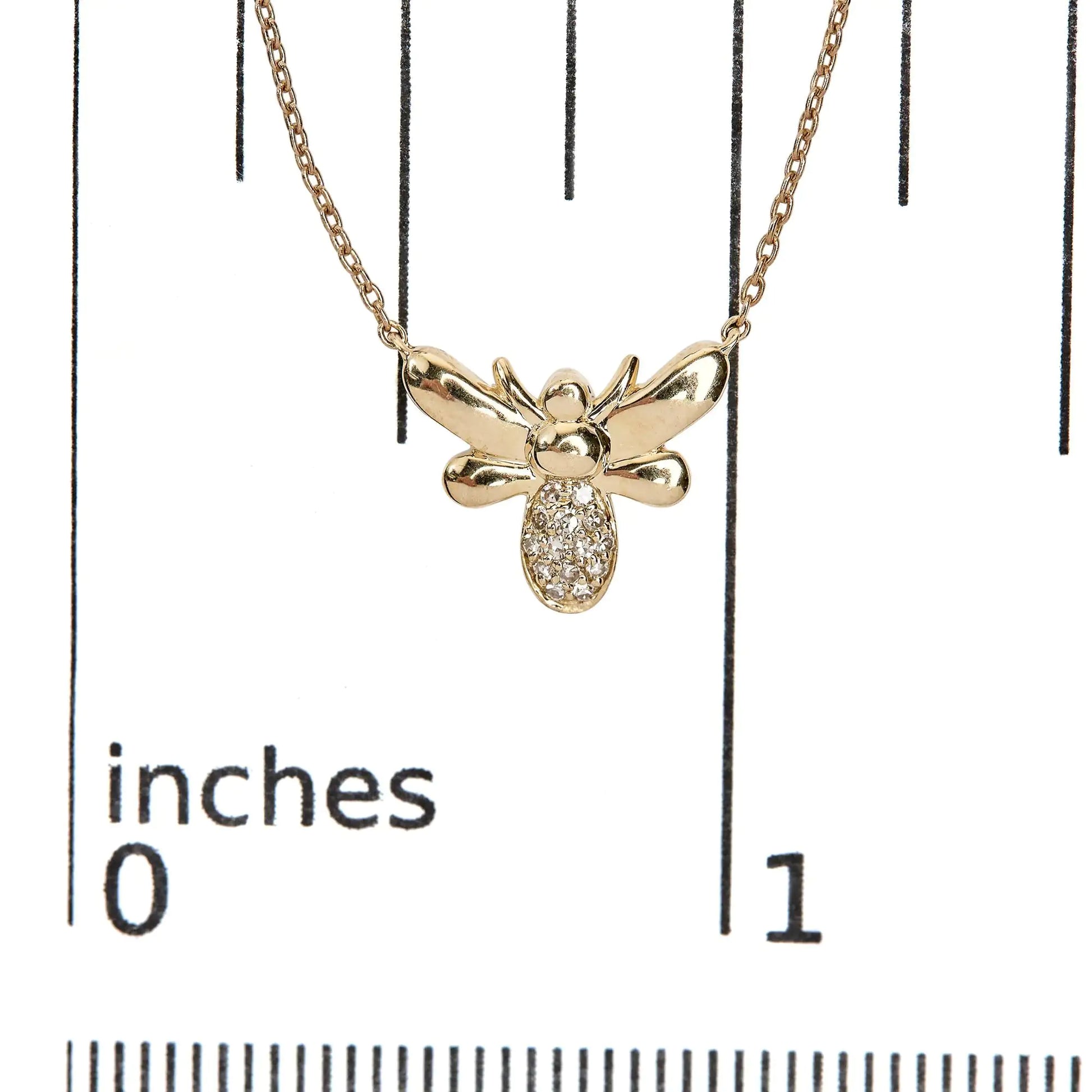 10K Yellow Gold Diamond Accented Bumble Bee Pendant 18" Inch Necklace (H-I Color, I1-I2 Clarity) - Anti Spier 